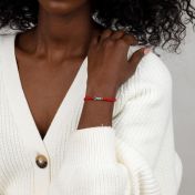 母の愛誕生石ブレスレット・幅広の赤いストリング［スターリングシルバー］