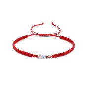 母の愛誕生石ブレスレット・幅広の赤いストリング［スターリングシルバー］