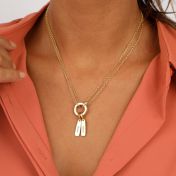 アナダブルレイヤーネックレス・名入れチャーム［１８Kゴールドメッキ］