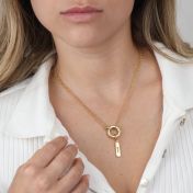 アナダブルレイヤーネックレス・名入れチャーム［１８Kゴールドメッキ］