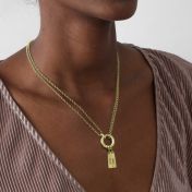 アナダブルレイヤーネックレス・名入れチャーム［１８Kゴールドメッキ］