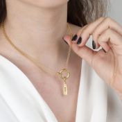 アナダブルレイヤーネックレス・名入れチャーム［１８Kゴールドメッキ］