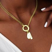 アナダブルレイヤーネックレス・名入れチャーム［１８Kゴールドメッキ］