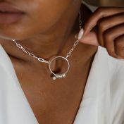 アリヤダイヤモンド付きサークル名入れネックレス[スターリングシルバー]