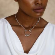 アリヤダイヤモンド付きサークル名入れネックレス[スターリングシルバー]