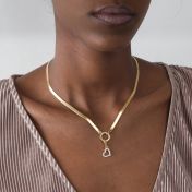 クリスタル付きハートチャーム［ゴールドメッキ］