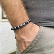 白黒スノーフレーク メンズ 名入れブレスレット [スターリングシルバー]