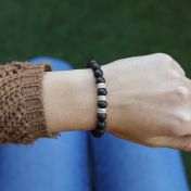 黒いオニクス名入れレディースブレスレット[スターリングシルバー]