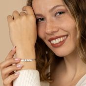 太字イニシャルヘリンボーンブレスレット［スターリングシルバー］