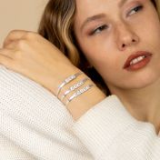 太字イニシャルヘリンボーンブレスレット［スターリングシルバー］