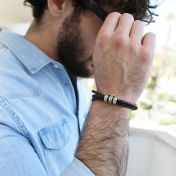 Men Name Bracelet in Brown Leather and  up to 7 engravings of your choice
