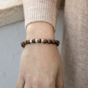 Brown Tiger Eye Women Name Bracelet in 925 Sterling Silver
