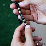 コンパス付き黒いオニクス名入れメンズブレスレット ・ヴィンテージイエロー