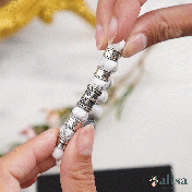 十字架ハウライト レディーズ 名入れブレスレット [スターリングシルバー]