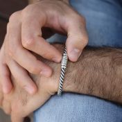 ケルト名入れメンズブレスレット ・ ブラックシルバー