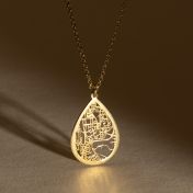 思い出の場所の地図ネックレス [18Kゴールドメッキ］