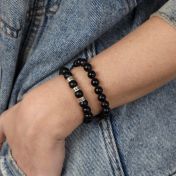 クラシック黒いオニキスレーデイス名入れブレスレット