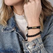 クラシック黒いオニキスレーデイス名入れブレスレット