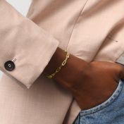 クラシックのペーパークリップチェーンブレスレット［18Kゴールドメッキ］