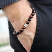 Red Tiger Eye Men's Name Bracelet - beaded bracelet ideas