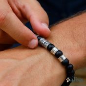 十字架付き黒いオニクス名入れメンズブレスレット