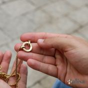 父親のサークルボックスチェーン名入れメンズネックレス［18Kゴールドメッキ］