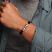 Men Name Bracelet ( brown genuine leather) with children's names 
