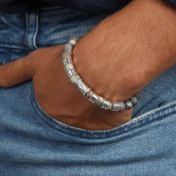 コンパス付きピカソジャスパーメンズ名入れブレスレット