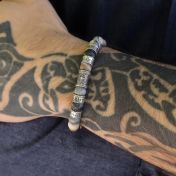 コンパス付きピカソジャスパーメンズ名入れブレスレット