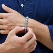 コンパス付きピカソジャスパーメンズ名入れブレスレット