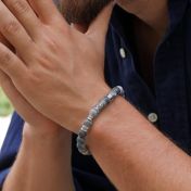 コンパス付きピカソジャスパーメンズ名入れブレスレット