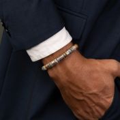 コンパス付きピカソジャスパーメンズ名入れブレスレット