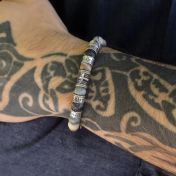 十字架付きピカソジャスパーメンズ名入れブレスレット