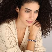 十字架ラピスラズリレディース名入れブレスレット[スターリングシルバー]