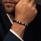 十字架付き黒いオニクス名入れメンズブレスレット