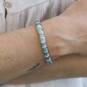 アマゾナイトとヘマタイトレディーズ 名入れブレスレット [スターリングシルバー]