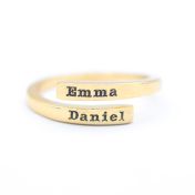 白鳥の名入れリング ・2つの名前[１８Kゴールドヴェルメイユ]