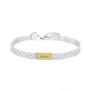 エマヘリンボーン名入れブレスレット［スターリングシルバーと14Kネームプレート］