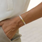 エマヘリンボーン名入れブレスレット［スターリングシルバーと14Kネームプレート］