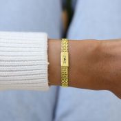 エマヘリンボーンイニシャルブレスレット［18Kゴールドメッキ］