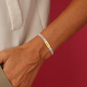 エマヘリンボーン名入れブレスレット［スターリングシルバーと14Kネームプレート］