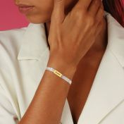 エマヘリンボーン名入れブレスレット［スターリングシルバーと14Kネームプレート］