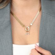 エマサークルネックレス［18Kゴールドメッキ］・星座チャーム付き