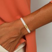 エマヘリンボーン名入れブレスレット［スターリングシルバーと14Kネームプレート］