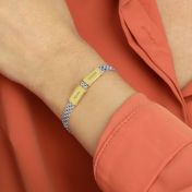 エマヘリンボーン名入れブレスレット［スターリングシルバーと14Kネームプレート］