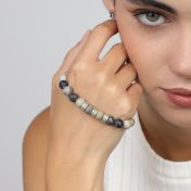 ピカソジャスパーレディース名入れブレスレット[スターリングシルバー]