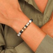 ピカソジャスパーレディース名入れブレスレット[１８Kゴールドヴェルメイユ]