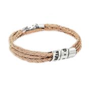 ファミリーレデイース名入れブレスレット［スターリングシルバーとナチュラルレザー］