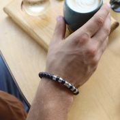 イーヴルアイ黒いオニクス名入れメンズブレスレット[スターリングシルバー]