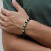 イーヴルアイ黒いオニクス名入れメンズブレスレット[スターリングシルバー]